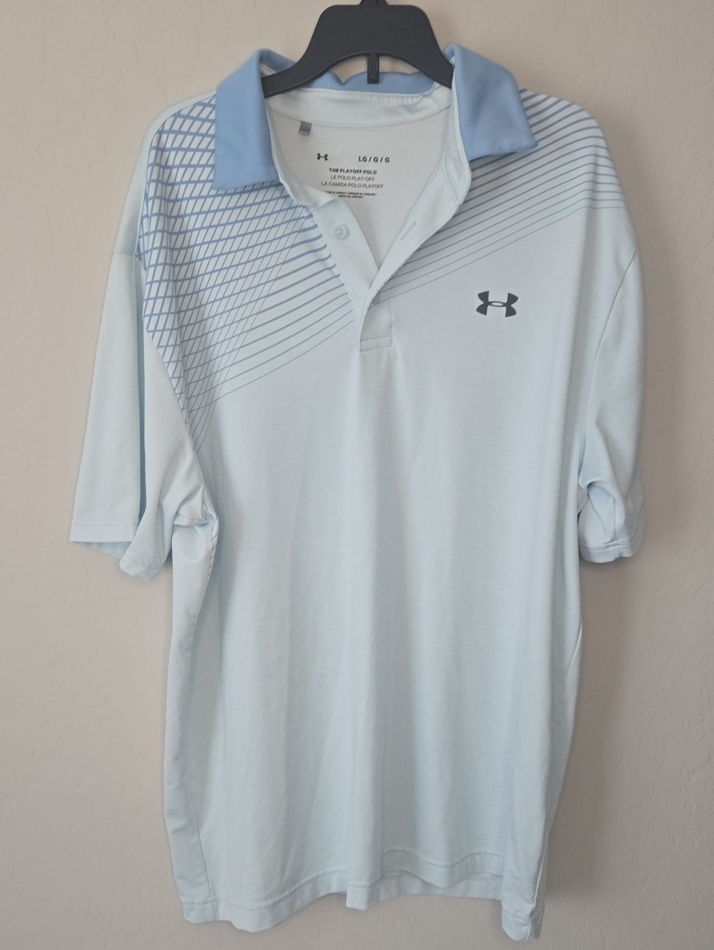 Under Armour Men’s Pale Blue Polo with Stripe Detail